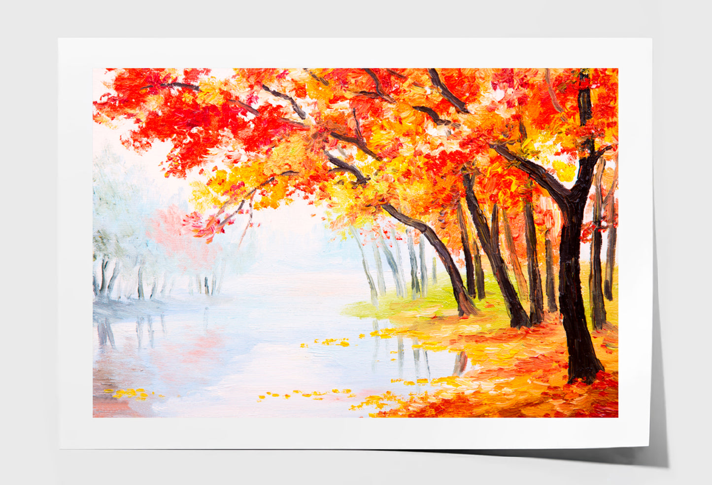 Autumn Forest Near The Lake Oil Painting Wall Art Limited Edition High Quality Print Unframed Roll Canvas None