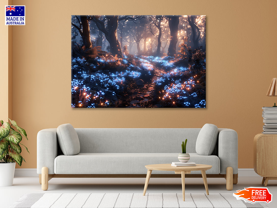 Forest with Red Leaves and Trees by Lights Print 100% Australian Made - Bella Home Decor