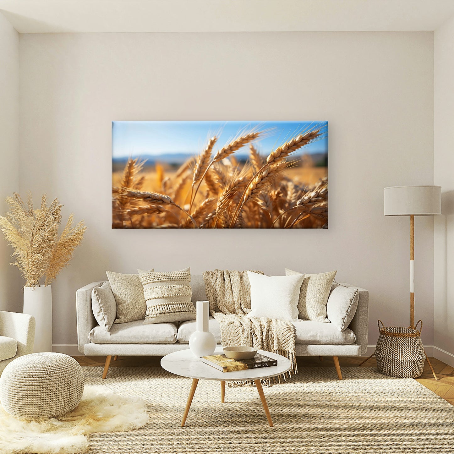 Ripe Harvest Wheat Ears Field Crop Wall Art Canvas Office Home Framed 120x60cm