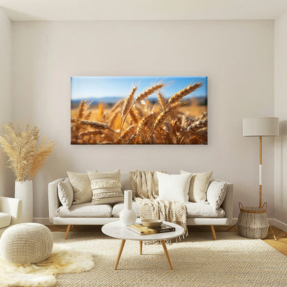 Ripe Harvest Wheat Ears Field Crop Wall Art Canvas Office Home Framed 120x60cm