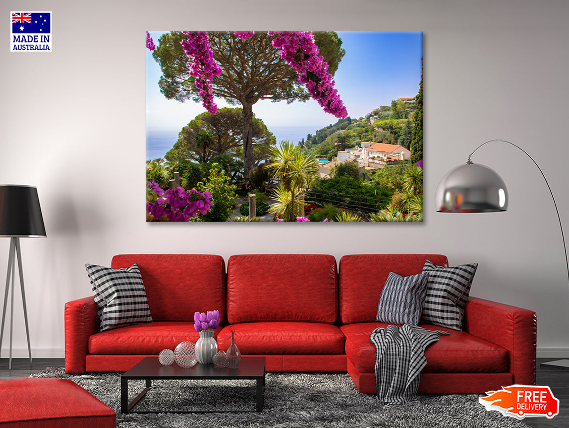 Umbrella Pine Tree and Flowers Print 100% Australian Made - Bella Home Decor