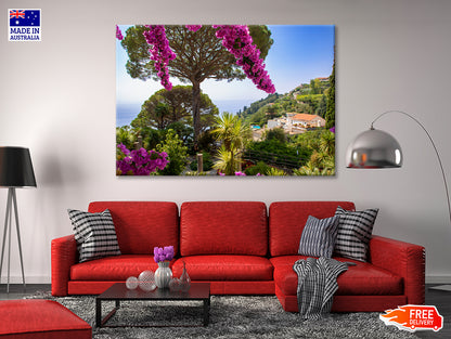 Umbrella Pine Tree and Flowers Print 100% Australian Made - Bella Home Decor