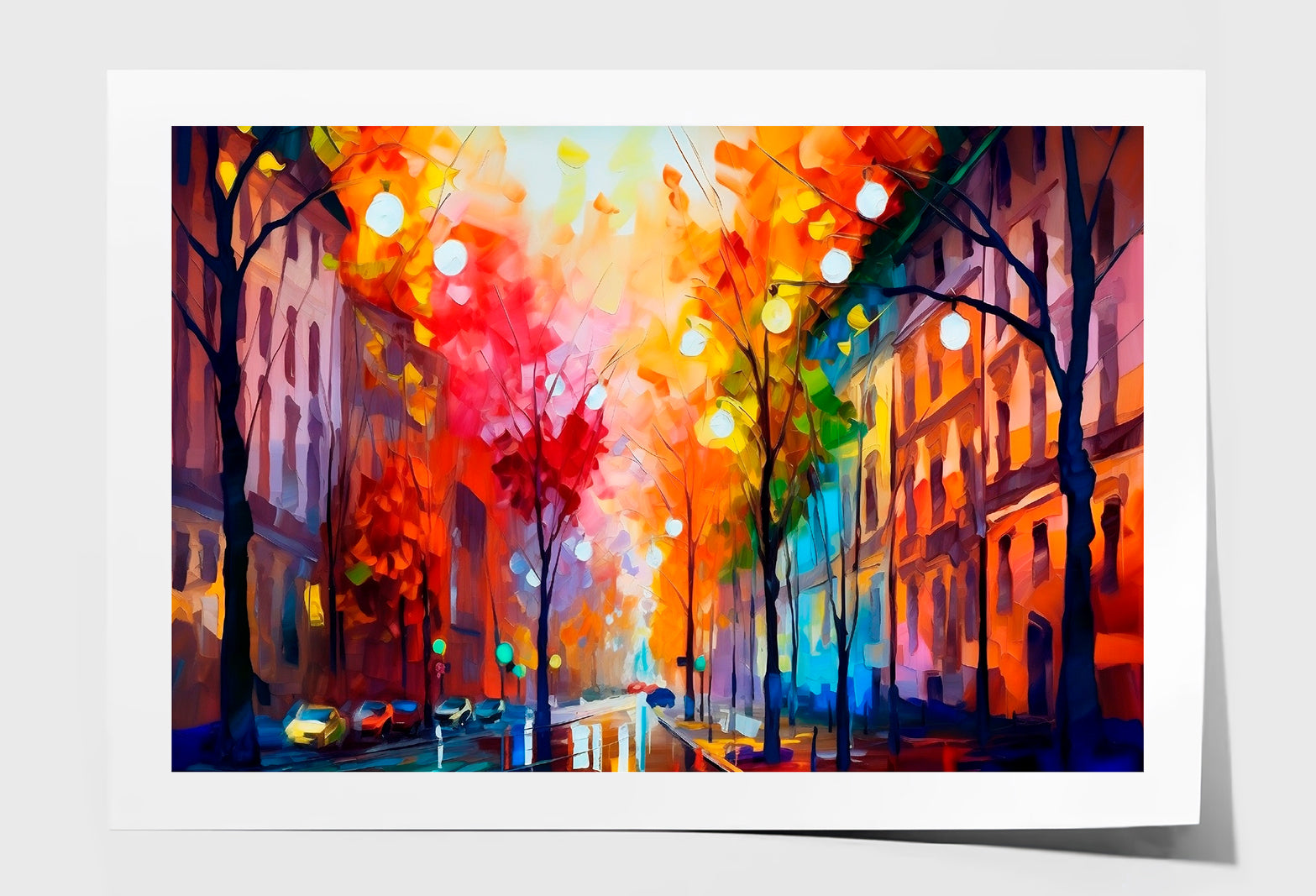 City In Autumn, Scenic Landscape With A Pleasant Trees Oil Painting Limited Edition High Quality Print Unframed Roll Canvas None