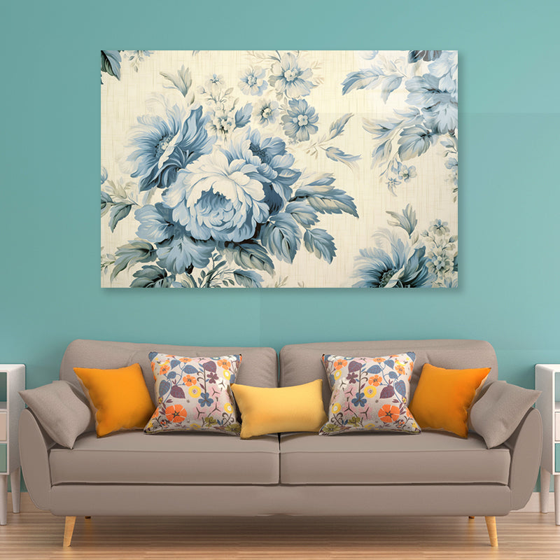 Blue Floral Vintage Wallpaper Acrylic Glass Print Tempered Glass Wall Art 100% Made in Australia Ready to Hang - Bella Home Decor