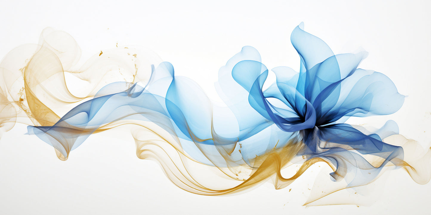 Blue Gold Fluid Silk Wave Wall Art Canvas Office Home Room Framed 120x60cm - Bella Home Decor