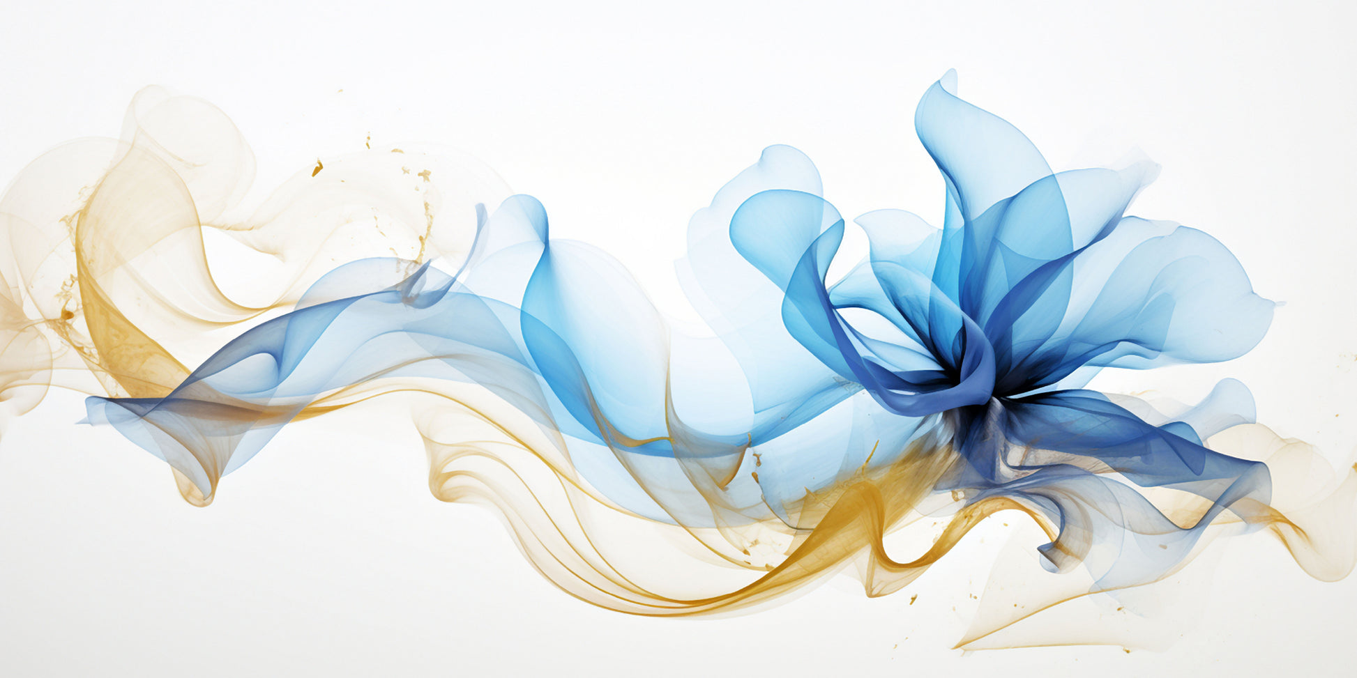Blue Gold Fluid Silk Wave Wall Art Canvas Office Home Room Framed 120x60cm - Bella Home Decor