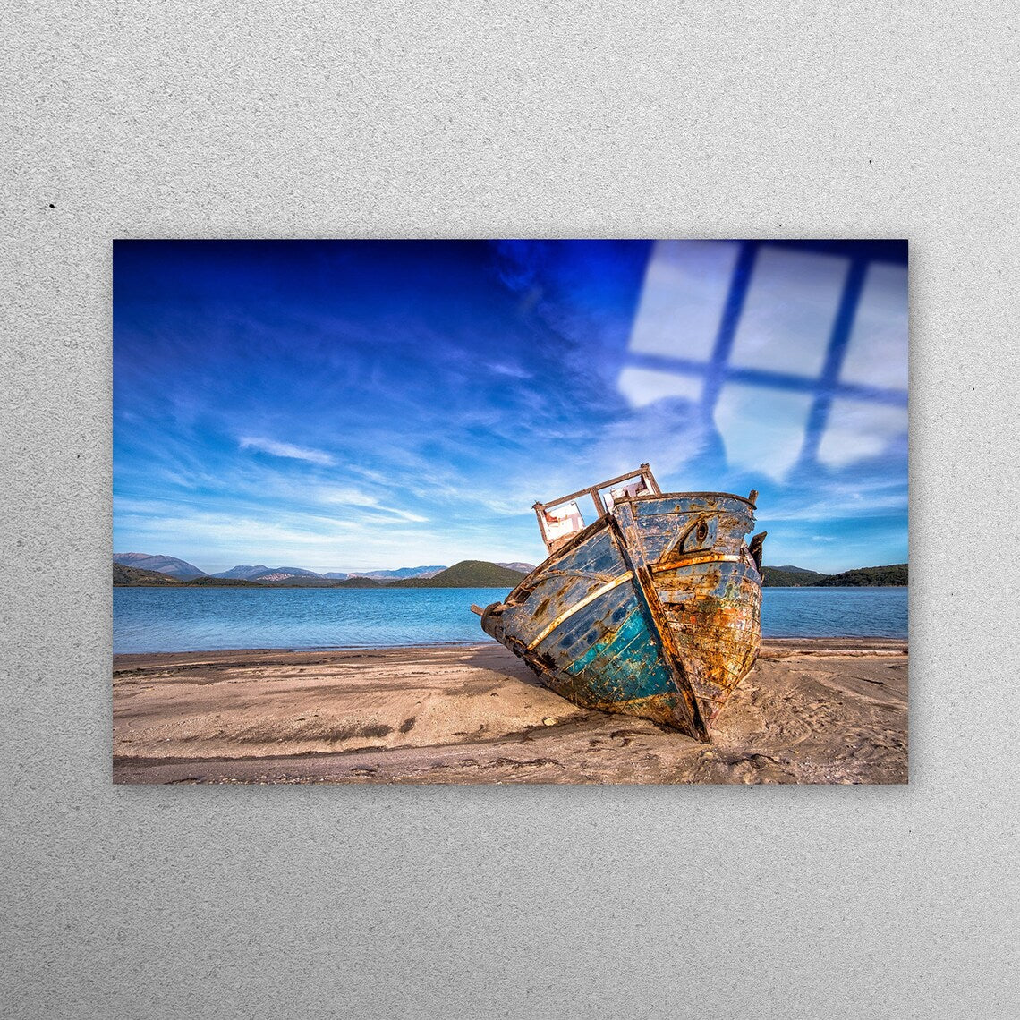 Old Boat On The Beach Acrylic Glass Print Tempered Glass Wall Art 100% Made in Australia Ready to Hang