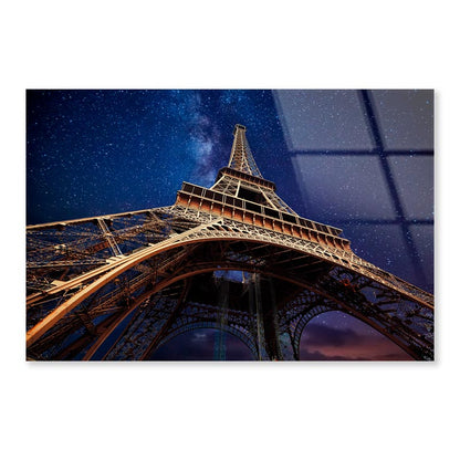 Eiffel Tower Under a Starr Sky Acrylic Glass Print Tempered Glass Wall Art 100% Made in Australia Ready to Hang