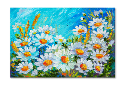 Abstract Bouquet Of Chamomile Oil Painting Wall Art Limited Edition High Quality Print Stretched Canvas None