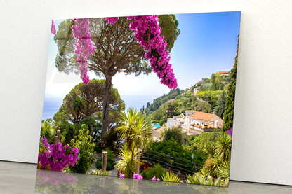Umbrella Pine Tree and Flowers Acrylic Glass Print Tempered Glass Wall Art 100% Made in Australia Ready to Hang - Bella Home Decor