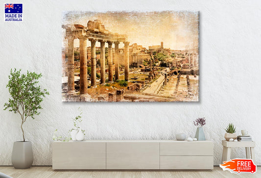 Roman Forums - Artistic Retro Styled Picture Wall Art Decor 100% Australian Made