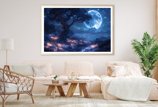 A Tree with Lights in the Background Home Decor Premium Quality Poster Print Choose Your Sizes - Bella Home Decor
