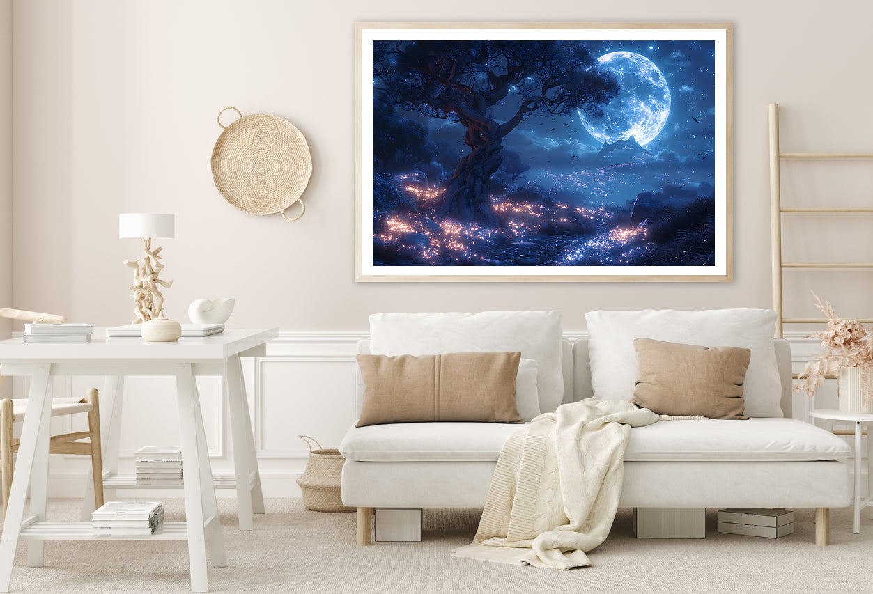 A Tree with Lights in the Background Home Decor Premium Quality Poster Print Choose Your Sizes - Bella Home Decor
