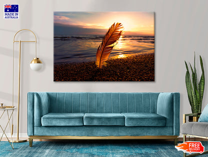 Feather With Sunset in Seashore Print 100% Australian Made - Bella Home Decor