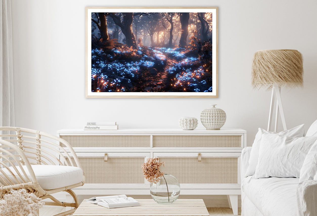 Forest with Red Leaves and Trees by Lights Home Decor Premium Quality Poster Print Choose Your Sizes - Bella Home Decor