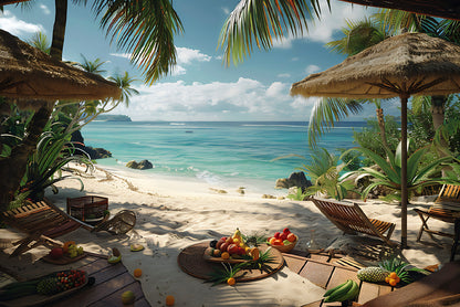 Beach with Palm Trees View Home Decor Premium Quality Poster Print Choose Your Sizes - Bella Home Decor