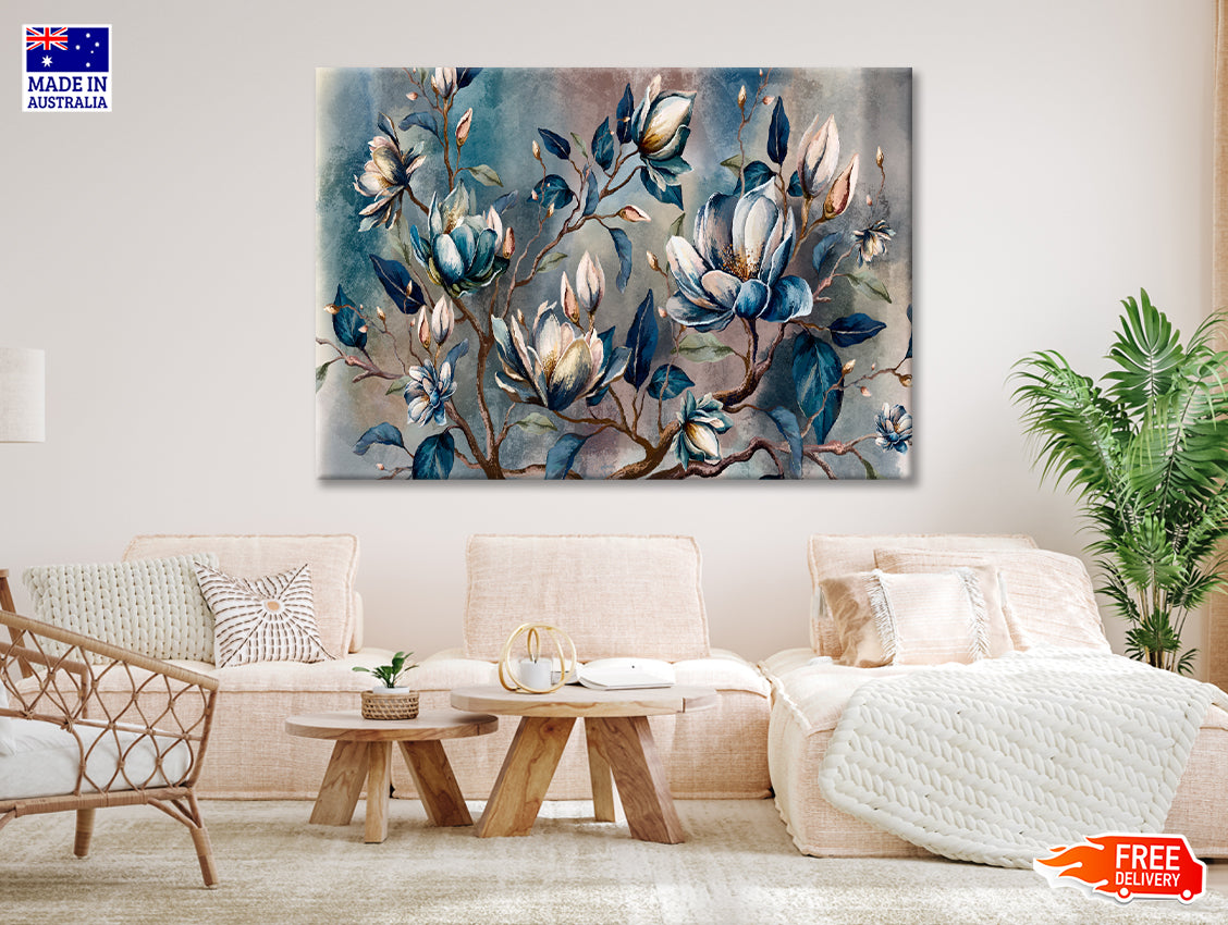 Branch of Watercolor Flowers Print 100% Australian Made - Bella Home Decor