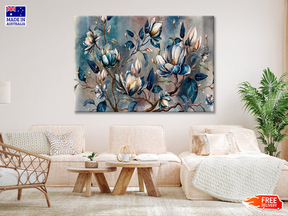 Branch of Watercolor Flowers Print 100% Australian Made - Bella Home Decor