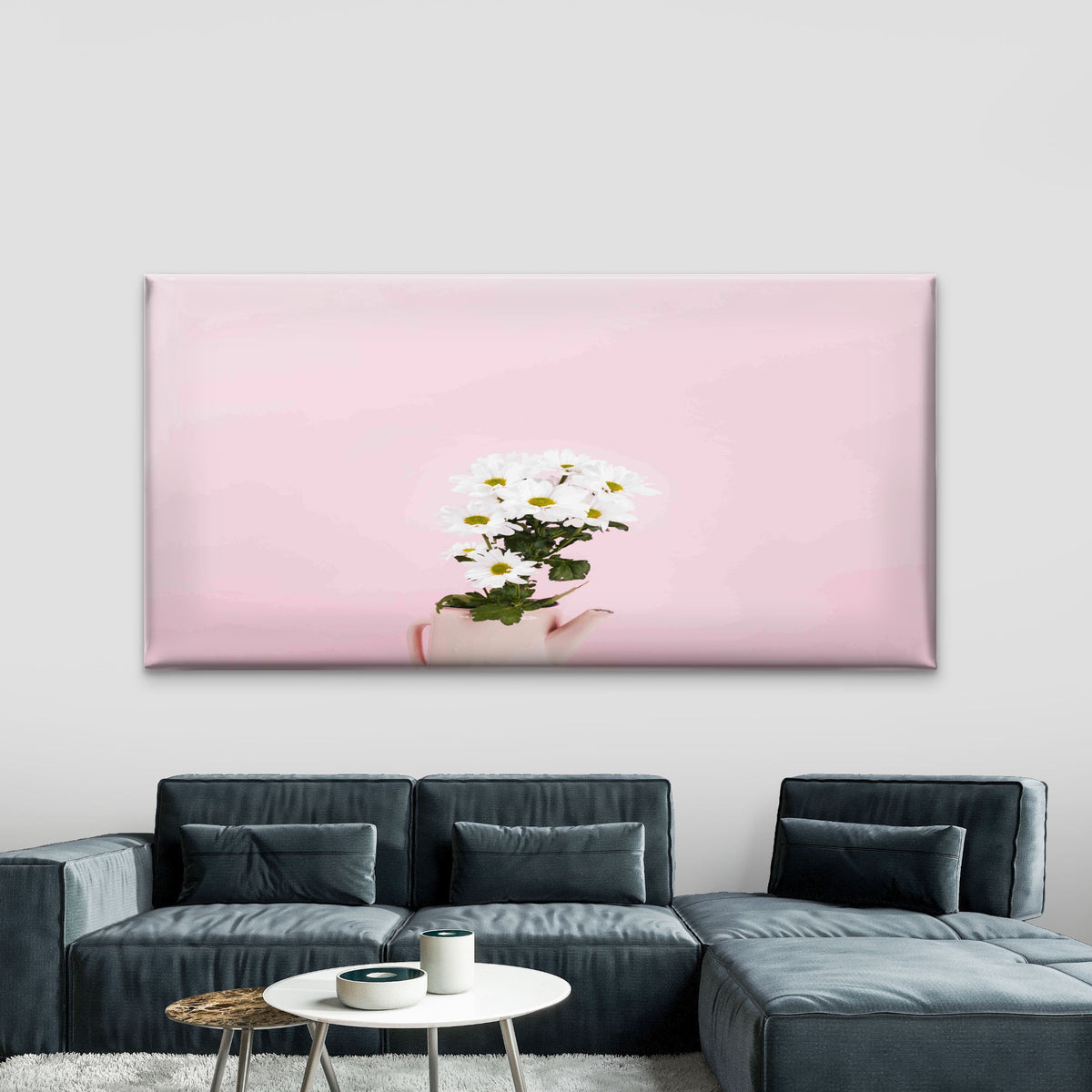 Daisy Flower in Pot Wall Art Canvas Office Home Room Framed 120x60cm