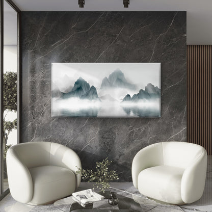 Chinese Ink Style Misty Peak Wall Art Canvas Office Home Framed 120x60cm