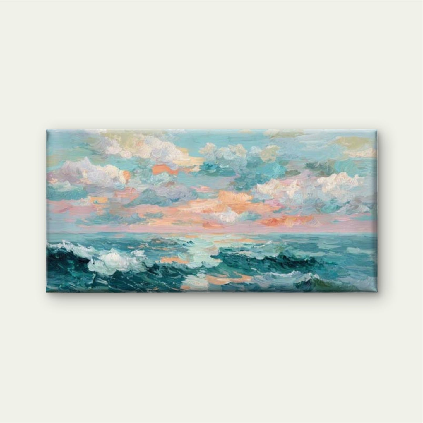 Sunset Ocean Painting Wall Art Canvas Office Home Room Framed 120x60cm - Bella Home Decor