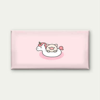 Kawaii Piglet Float Pastel Pink Wall Art Canvas Office Home Room Framed 120x60cm