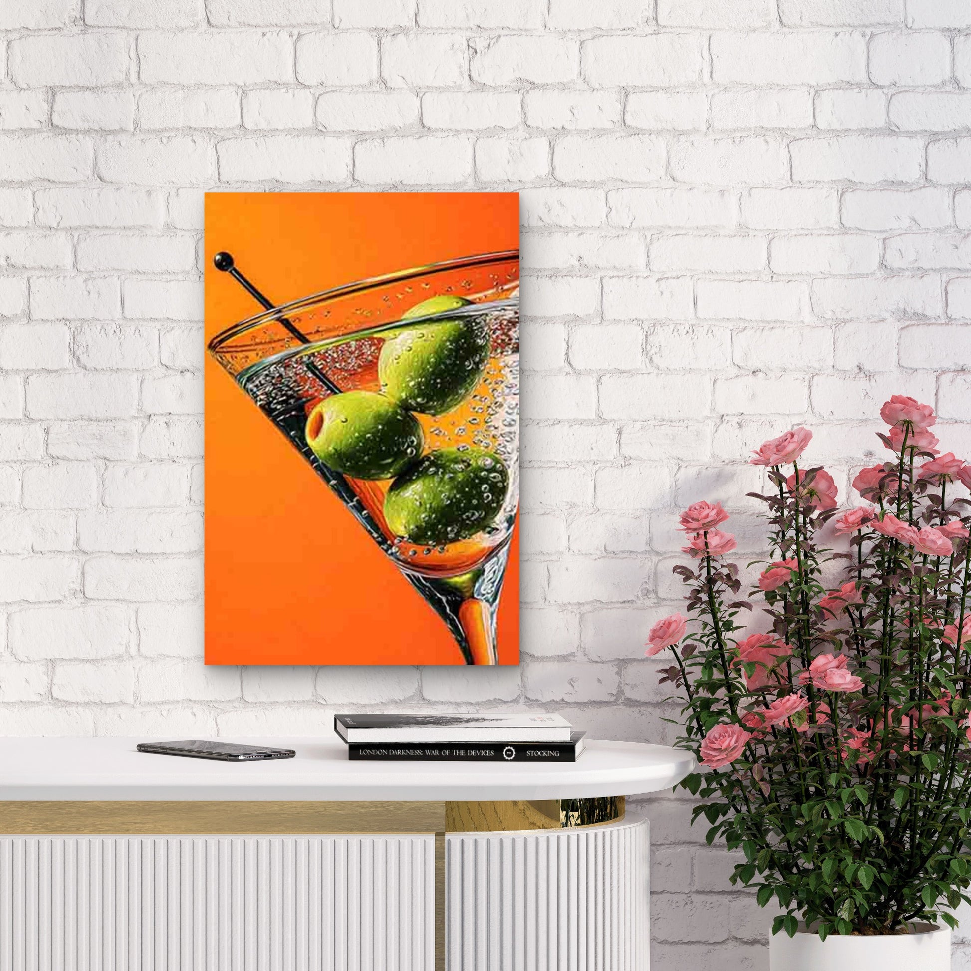 Vibrant Orange & Green Cocktail 60x90cm Metal Print Ready to Hang - Bella Home Decor