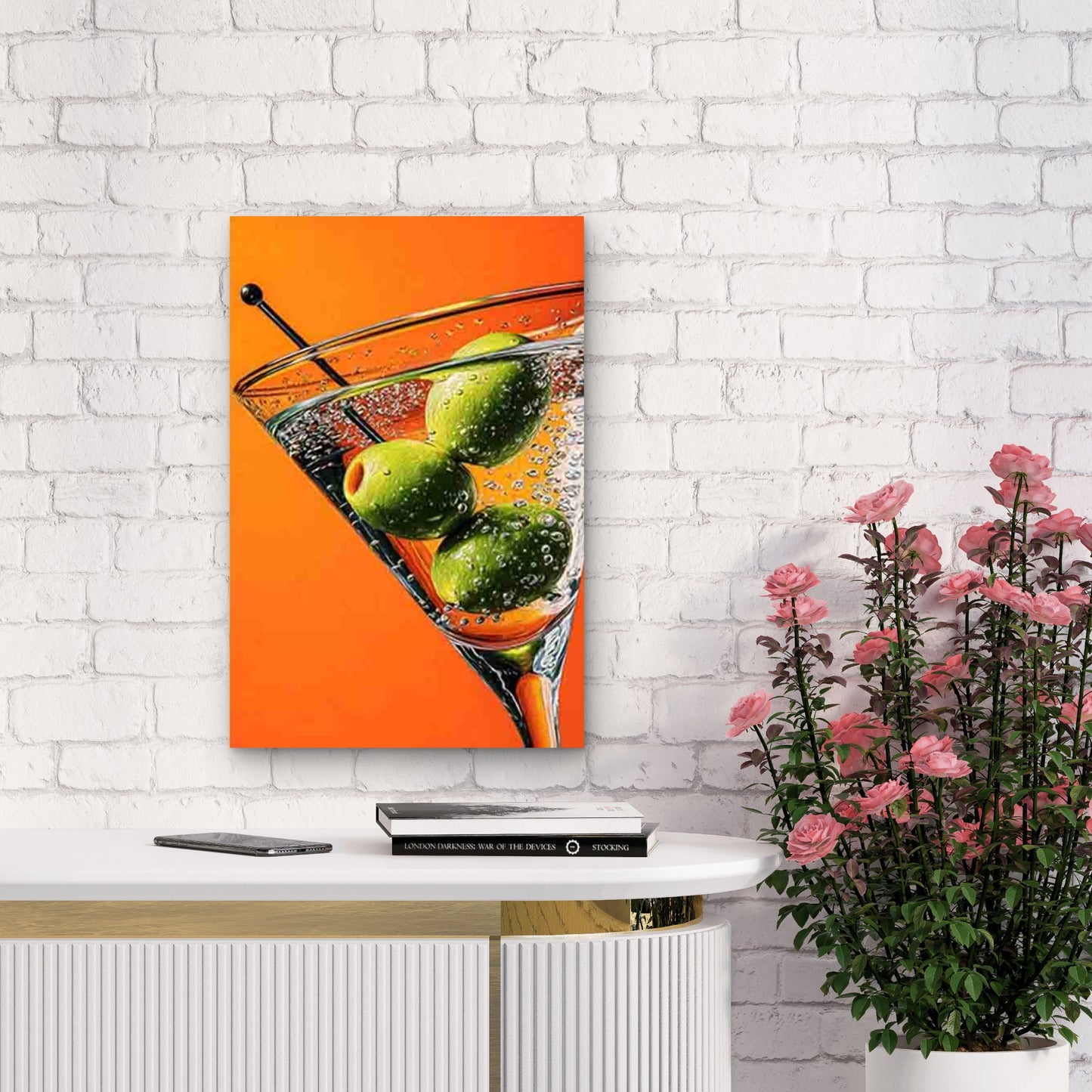 Vibrant Orange & Green Cocktail Metal Print Ready to Hang - Bella Home Decor