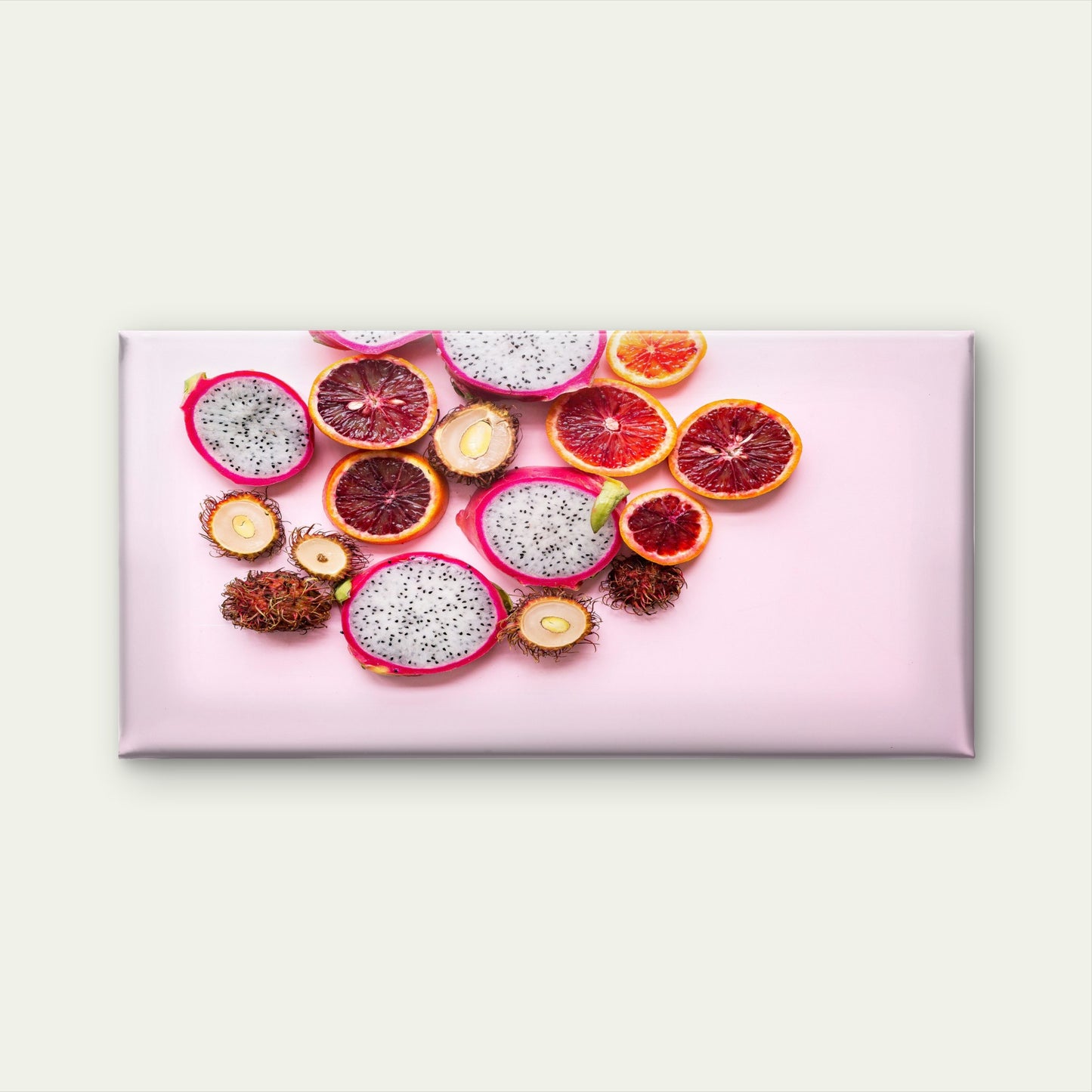 Exotic Fruits On Pink Wall Art Canvas Office Home Room Framed 120x60cm