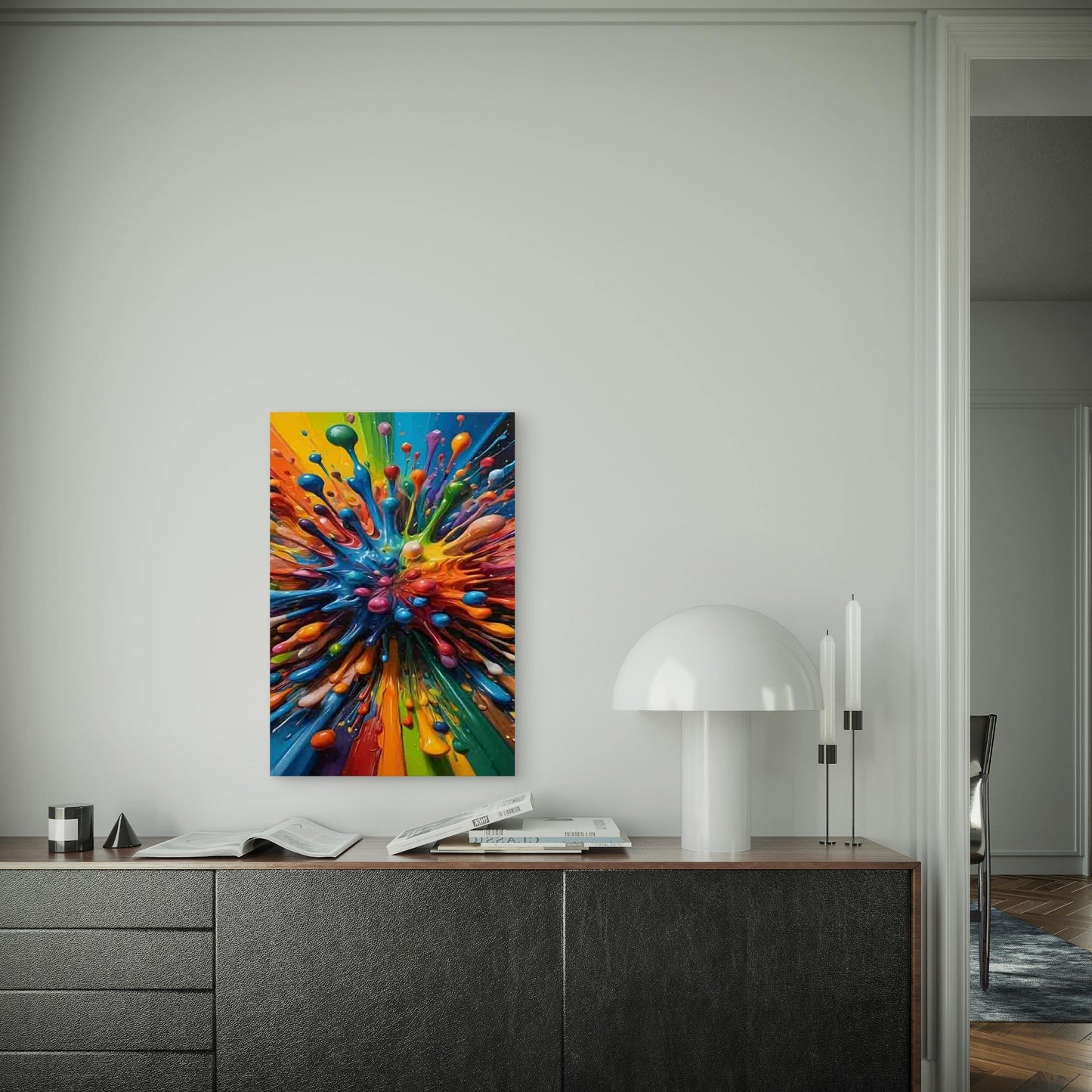 Colorful Paint Explosion 60x90cm Metal Print Ready to Hang