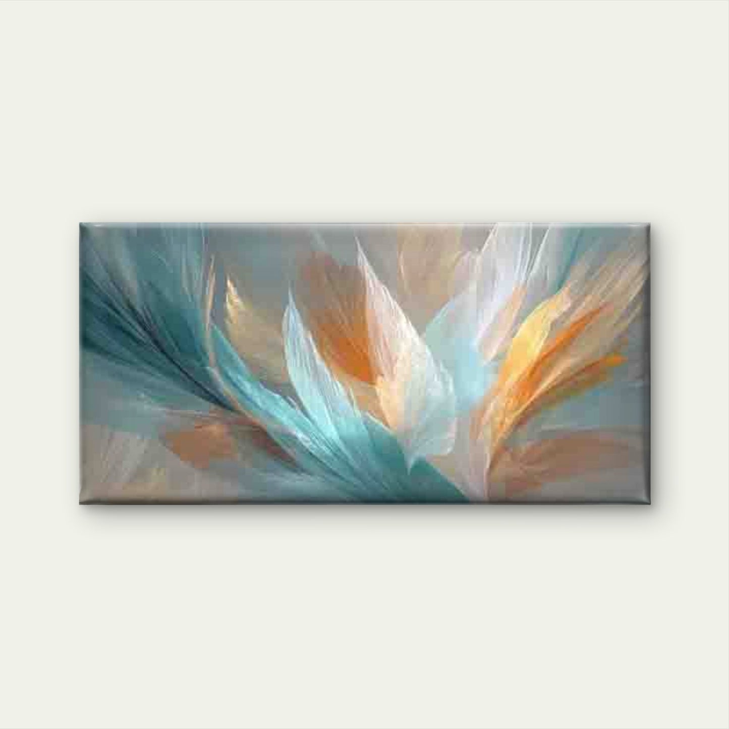 Teal Golden Leaf Pattern Wall Art Canvas Office Home Room Framed 120x60cm