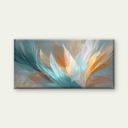 Teal Golden Leaf Pattern Wall Art Canvas Office Home Room Framed 120x60cm