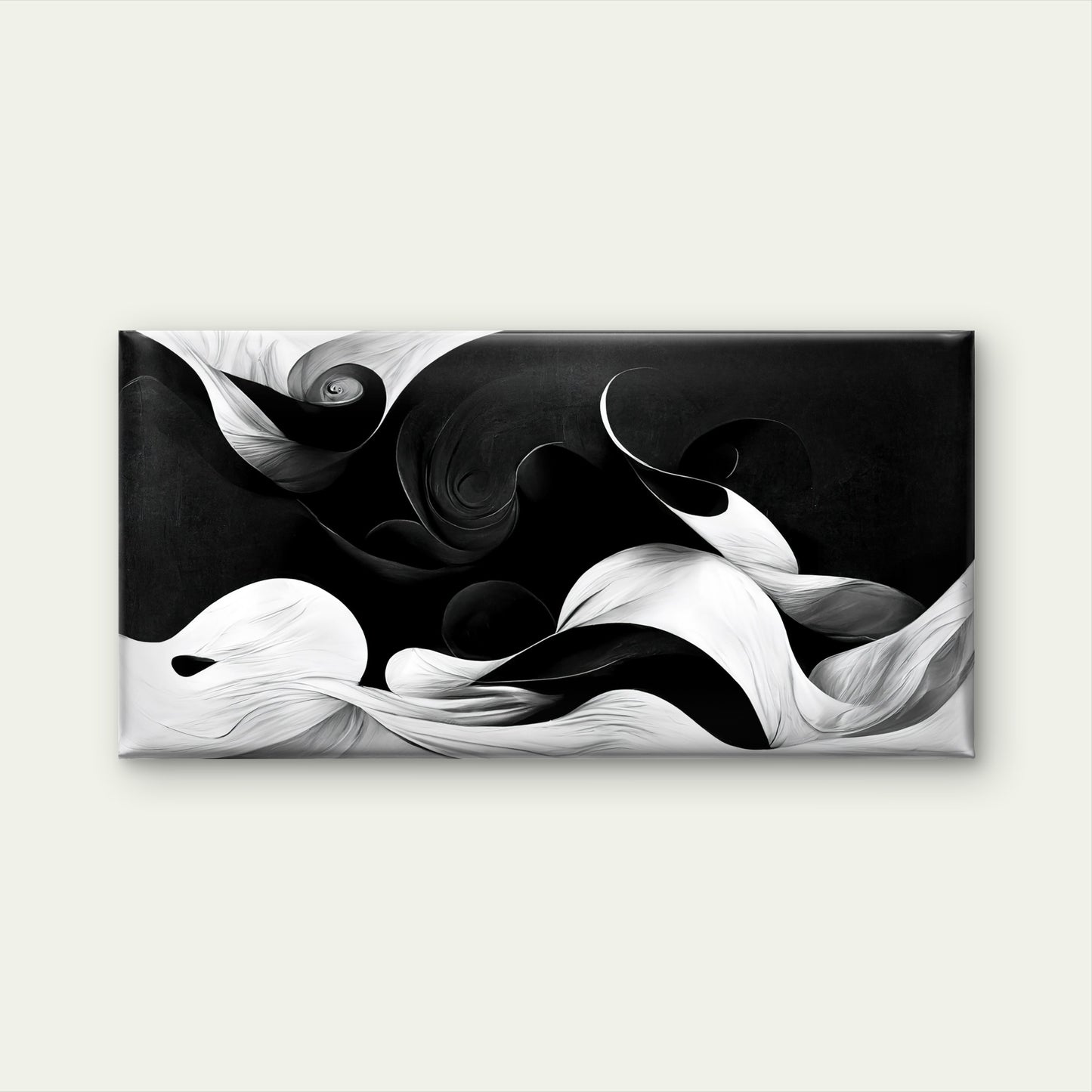 Flowing Black White Abstract Wall Art Canvas Office Home Room Framed 120x60cm