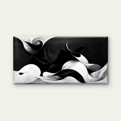 Flowing Black White Abstract Wall Art Canvas Office Home Room Framed 120x60cm