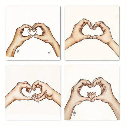 4pcsAbstract Family HandsWall Art Canvas Framed