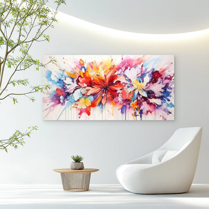 Vibrant Floral Art Splash Wall Art Canvas Office Home Room Framed 120x60cm