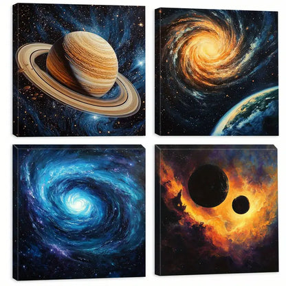 4pcs Planets Painting  Wall Art Canvas Framed