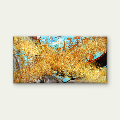 Abstract Blue Orange Paint Wall Art Canvas Office Home Room Framed 120x60cm - Bella Home Decor