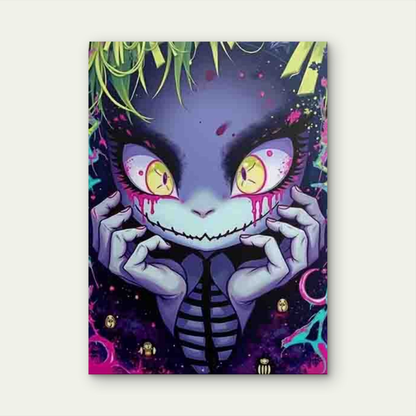Gothic Big-Eyed - Colorful Splatter Metal Print Ready to Hang - Bella Home Decor