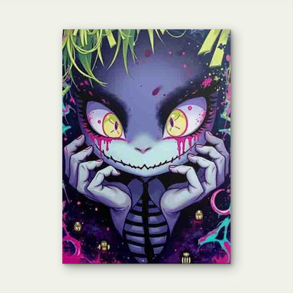 Gothic Big-Eyed - Colorful Splatter Metal Print Ready to Hang - Bella Home Decor