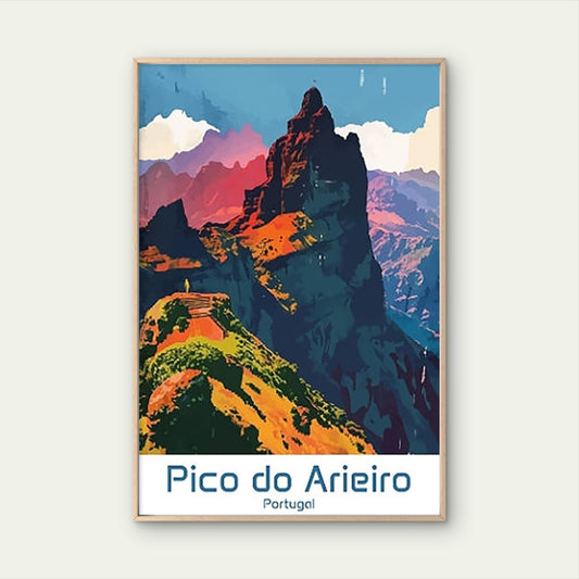 Pico Do Arieiro, a Mountain Peak in Portugal Travel Poster Print Wall Art