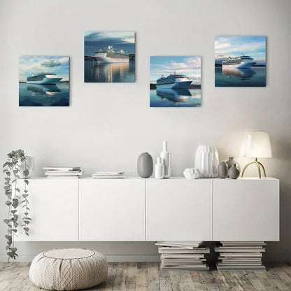 4pcs Royal Viking Sun Cruis Themed Wall Art Canvas Framed
