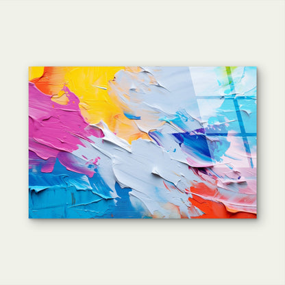 Colorful Abstract Thick Palette Knife  Acrylic Glass Printing Wall Art Australian Made Quality