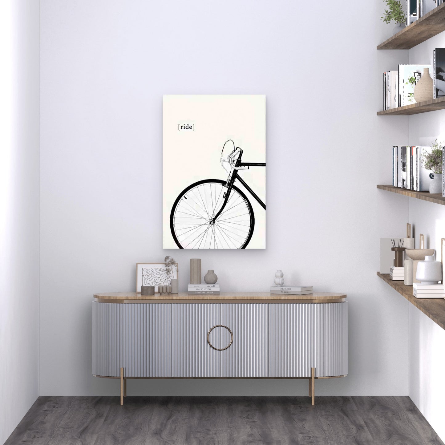 Bicycle With RIDE Text 60x90cm Metal Print Ready to Hang