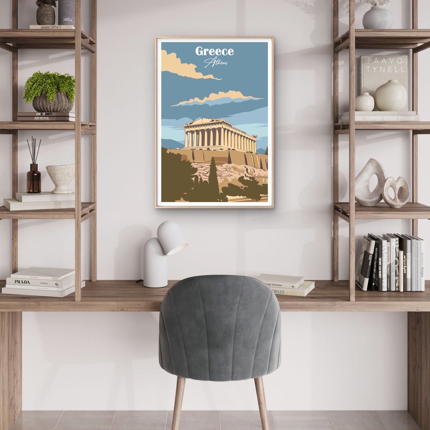 Greece Athens Acropolis Parthenon Vintage Travel Poster Print Wall Art