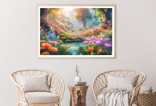 A Pond with Colorful Flowers in Beautiful Nature Home Decor Premium Quality Poster Print Choose Your Sizes