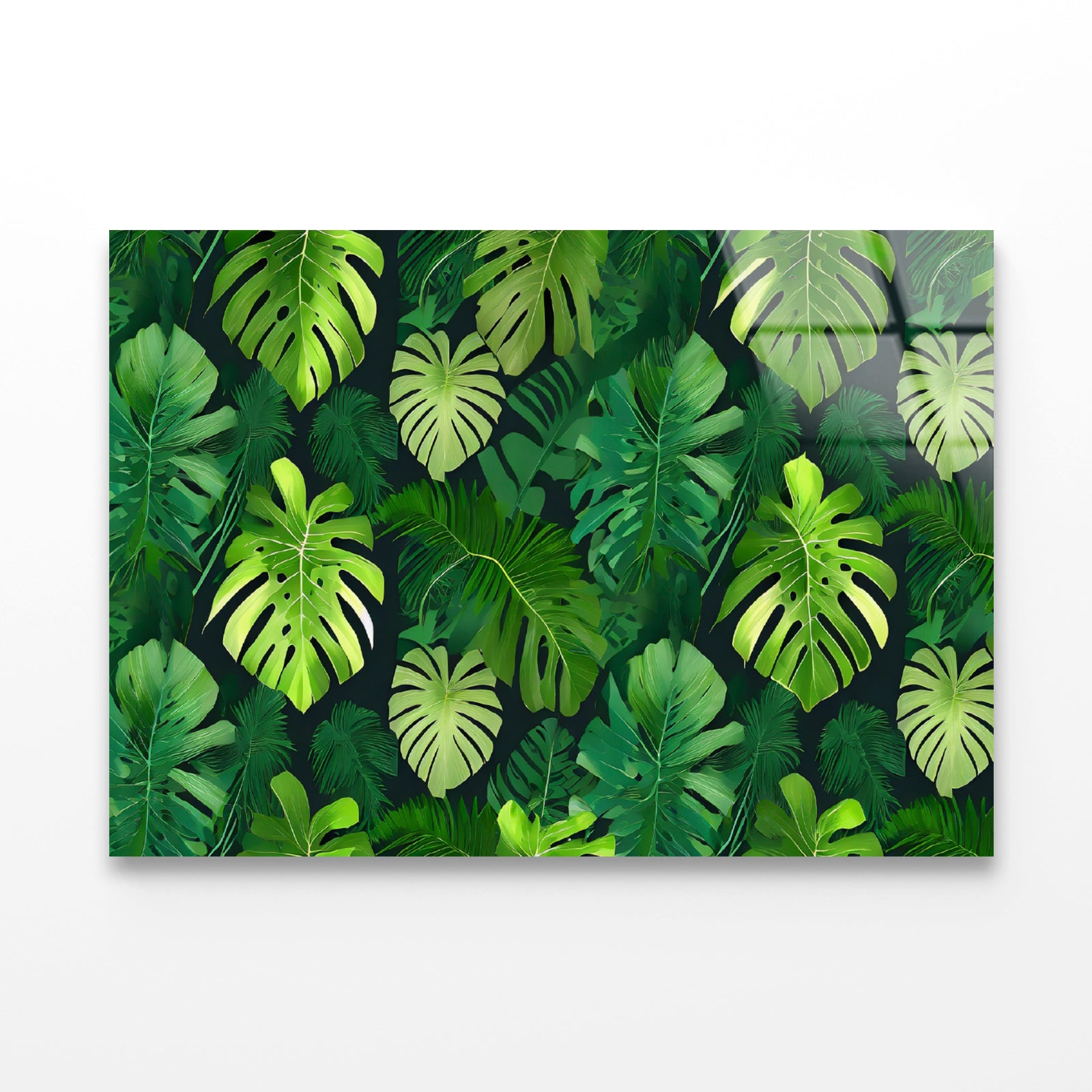 Green Leaves Feature Acrylic Glass Print Tempered Glass Wall Art 100% Made in Australia Ready to Hang - Bella Home Decor