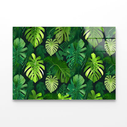 Green Leaves Feature Acrylic Glass Print Tempered Glass Wall Art 100% Made in Australia Ready to Hang - Bella Home Decor
