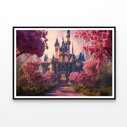 A Castle Surrounded By Trees, Sky & Flowers Home Decor Premium Quality Poster Print Choose Your Sizes