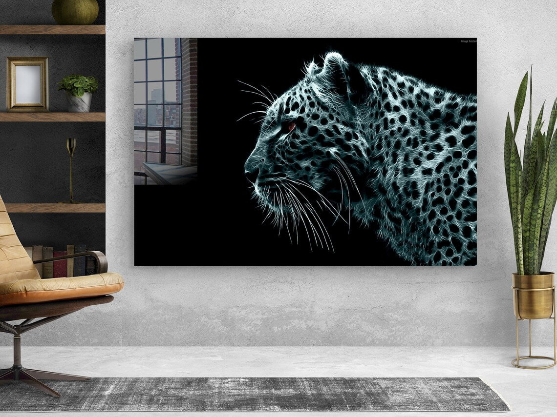 Leopard Side B&W View UV Direct Aluminum Print Australian Made Quality